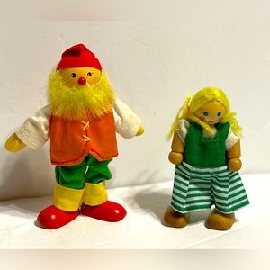 Dollhouse Dolls Wooden Bundle Lot of Two Dolls
